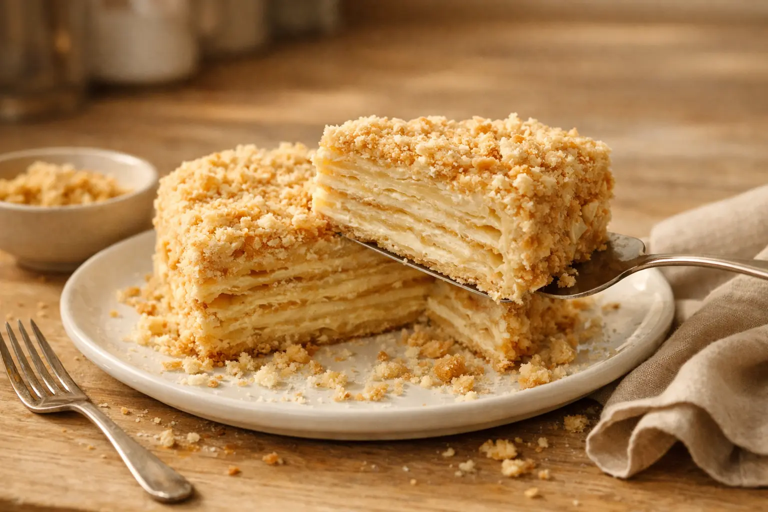 Торт Наполеон — слоёный торт с заварным кремом